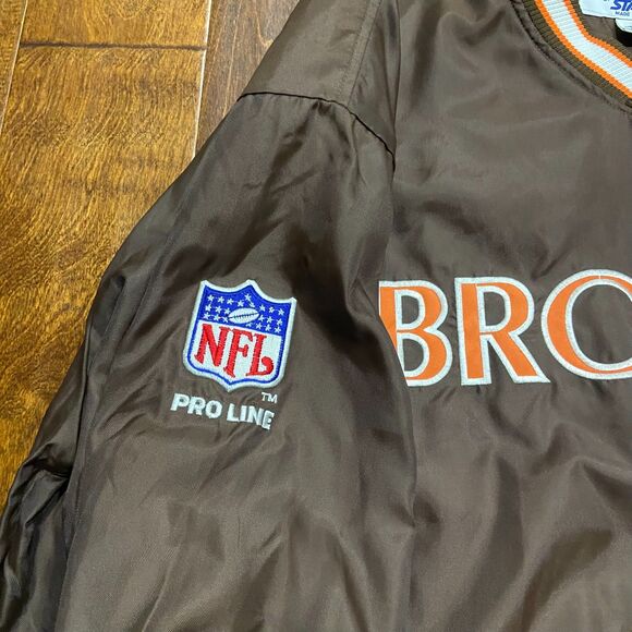 STARTER Pro Line Vintage NFL Cleveland Browns V-Neck Windbreaker Jacket XXL - Picture 3 of 9